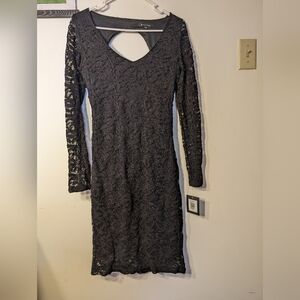 Marina black lace cutout back sheath dress NWT